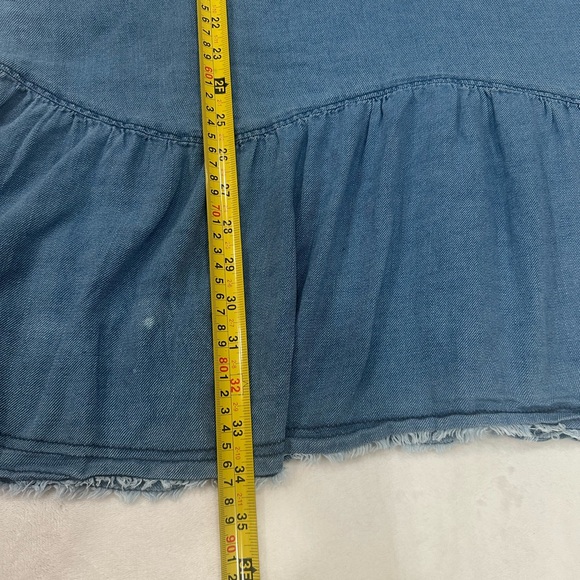 Pilcro Anthorpologie Chambray Smock Shirt Dress Womens Large Ruffle Cottage Boho - Picture 6 of 11